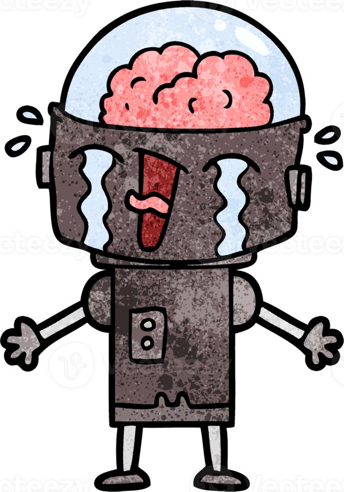 cartoon crying robot png