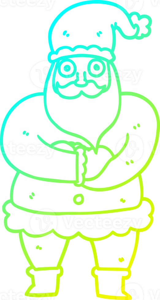 cold gradient line drawing of a cartoon father christmas png