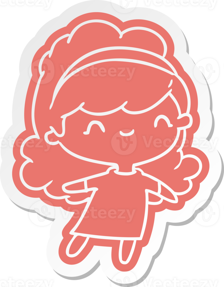 cartoon sticker kawaii girl with head band png