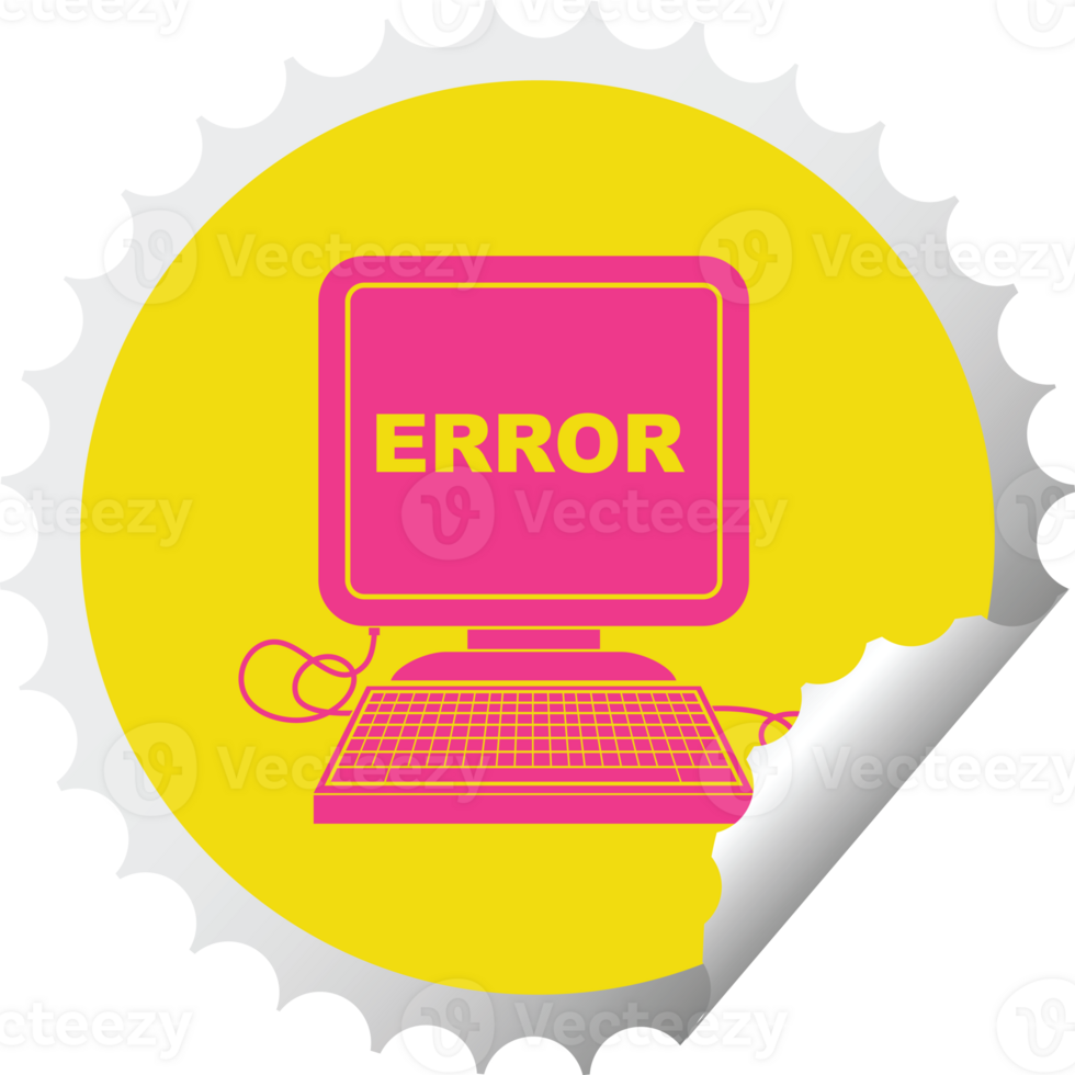 computer error illustration circular peeling sticker 39909895 PNG