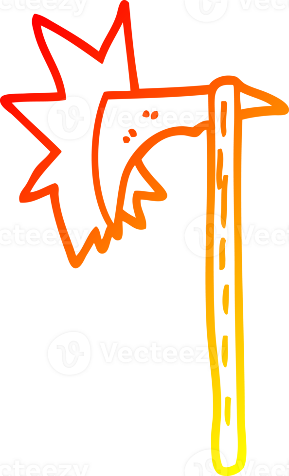 warm gradient line drawing of a cartoon viking axe png