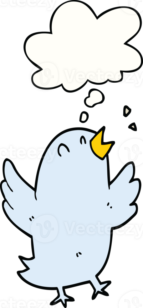 cartoon bird singing and thought bubble png