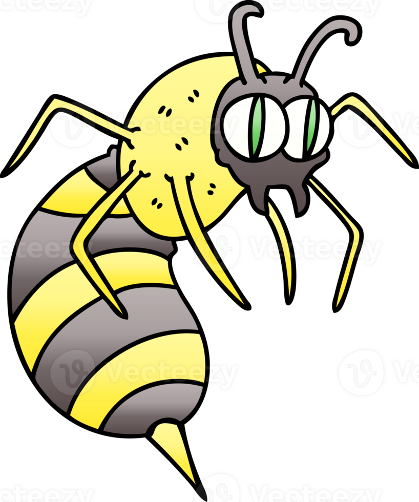 quirky gradient shaded cartoon wasp png