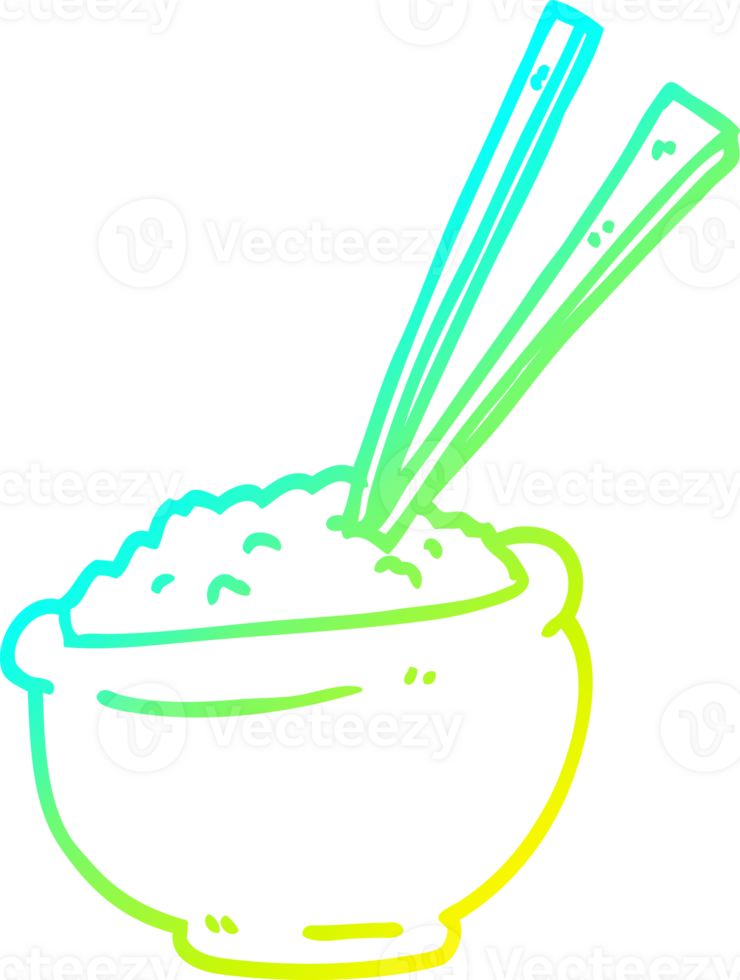cold gradient line drawing cartoon bowl of rice with chopsticks png