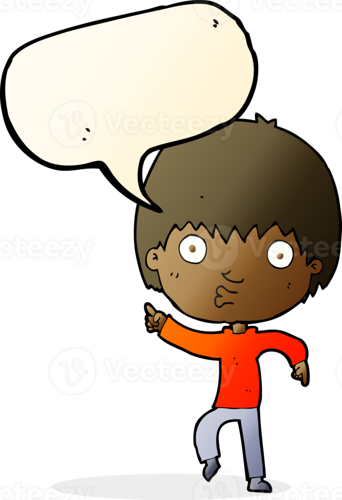 cartoon impressed boy pointing with speech bubble png