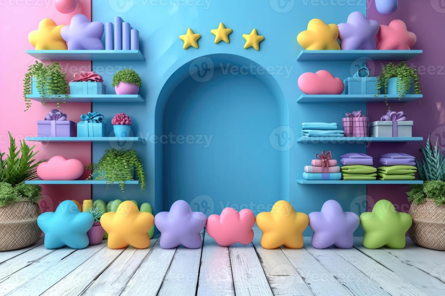 ai generado un vistoso para niños almacenar. dulce decoración foto