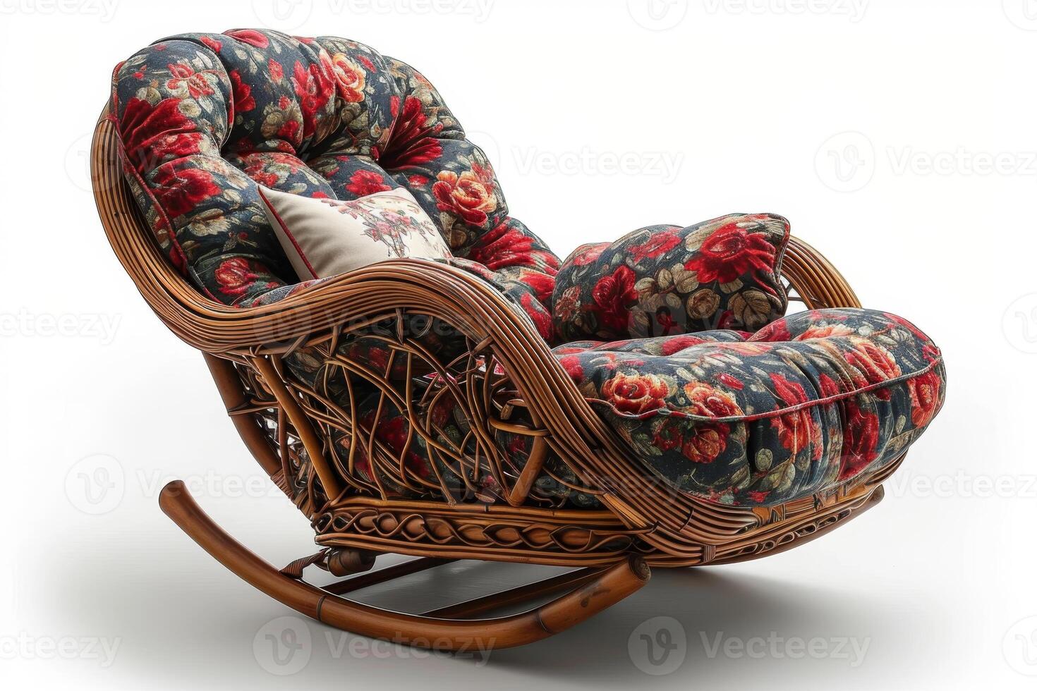 AI generated An old-fashioned designer rocking chair highlighted on a white background photo