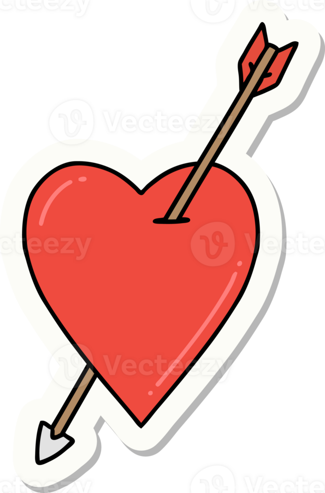 sticker of tattoo in traditional style of an arrow and heart png