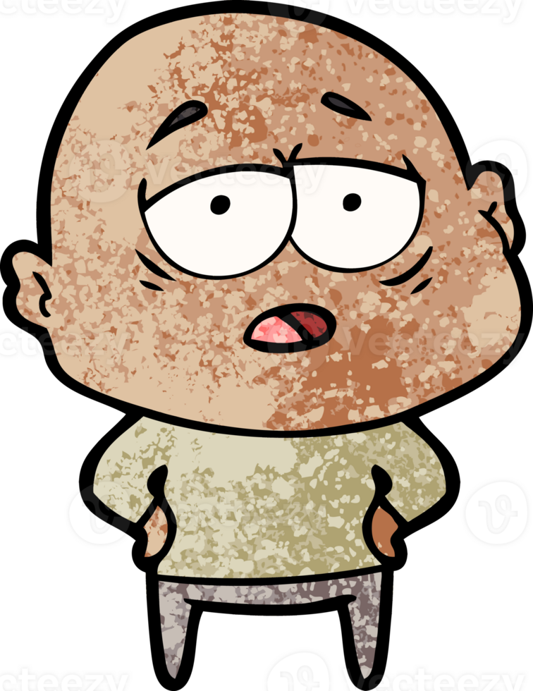 cartoon tired bald man png