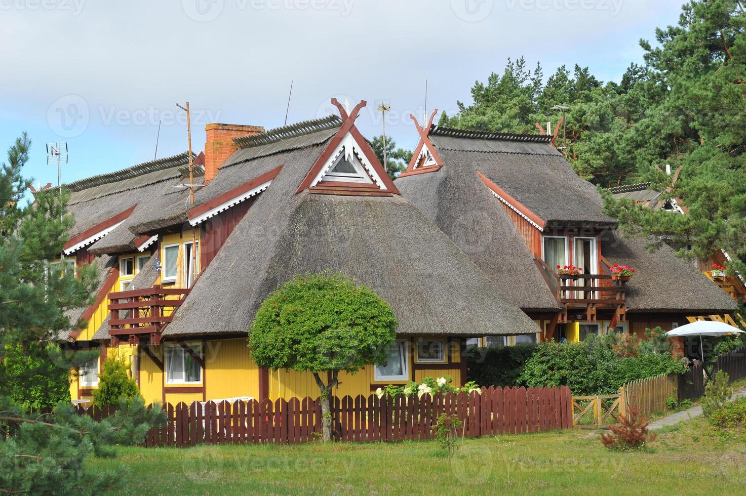 Thomas Mann summer house, old Lithuanian traditional wooden house in Nida, Lithuania, Europe. photo