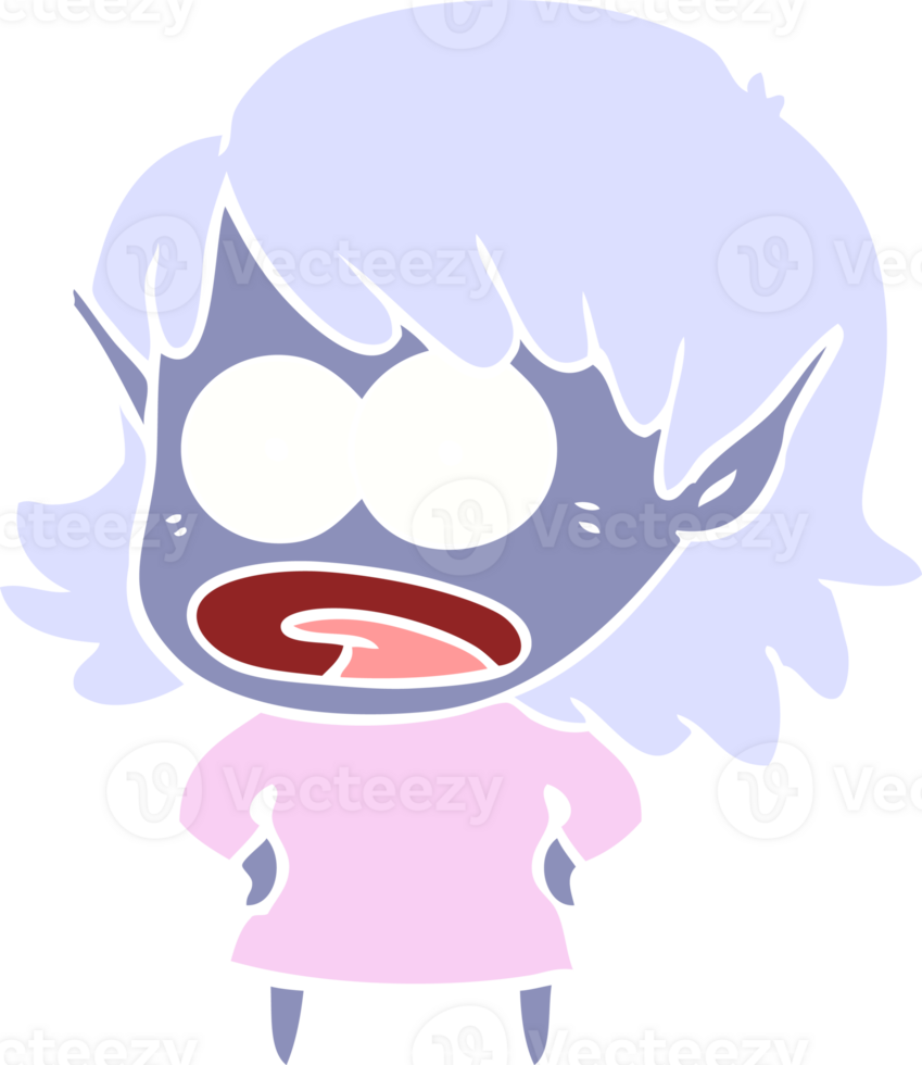 flat color style cartoon shocked elf girl png