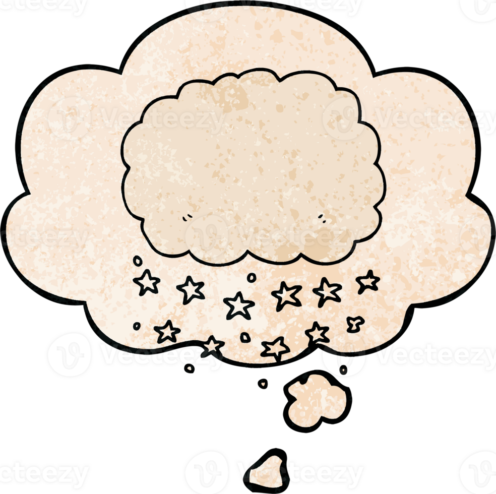 cartoon rain cloud and thought bubble in grunge texture pattern style png