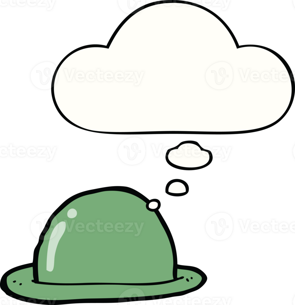 cartoon bowler hat and thought bubble png