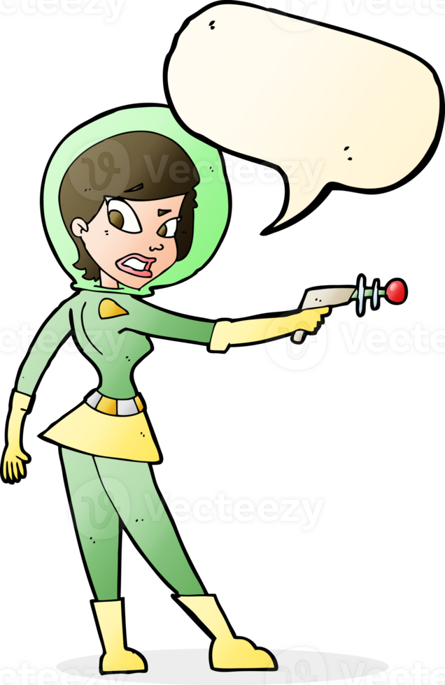 cartoon sci fi girl with speech bubble png