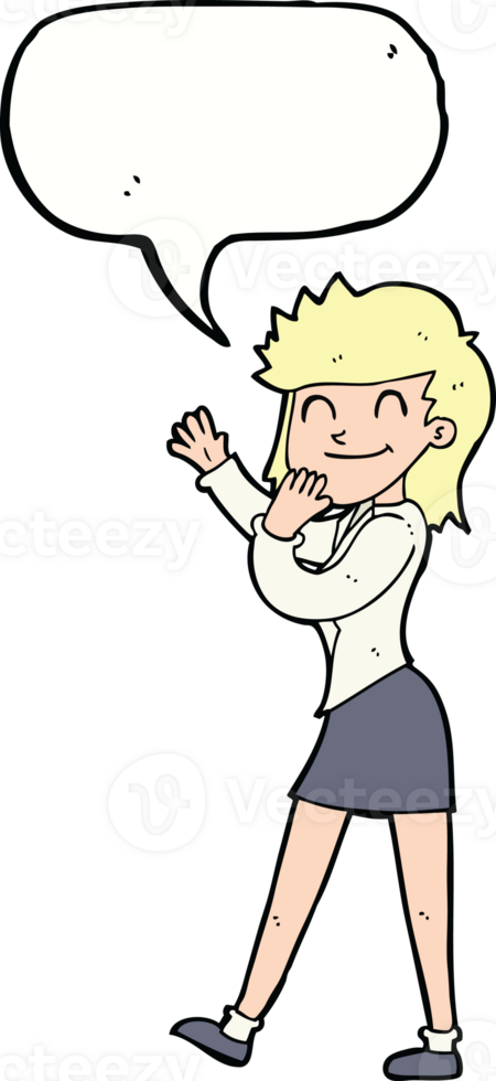 cartoon happy businesswoman with speech bubble png