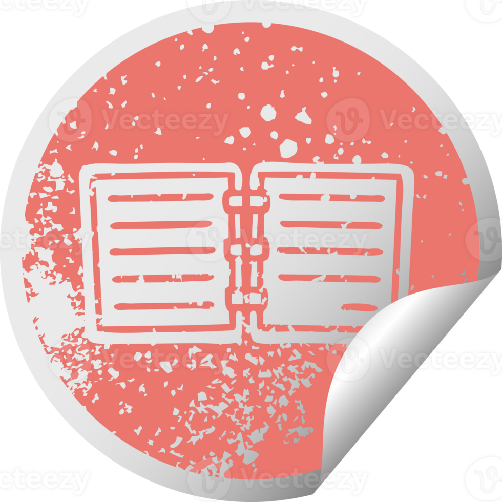 distressed circular peeling sticker symbol note book png