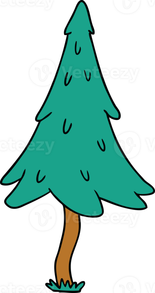 cartoon doodle of woodland pine trees png