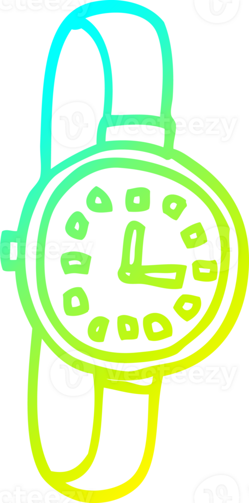 cold gradient line drawing cartoon watch png