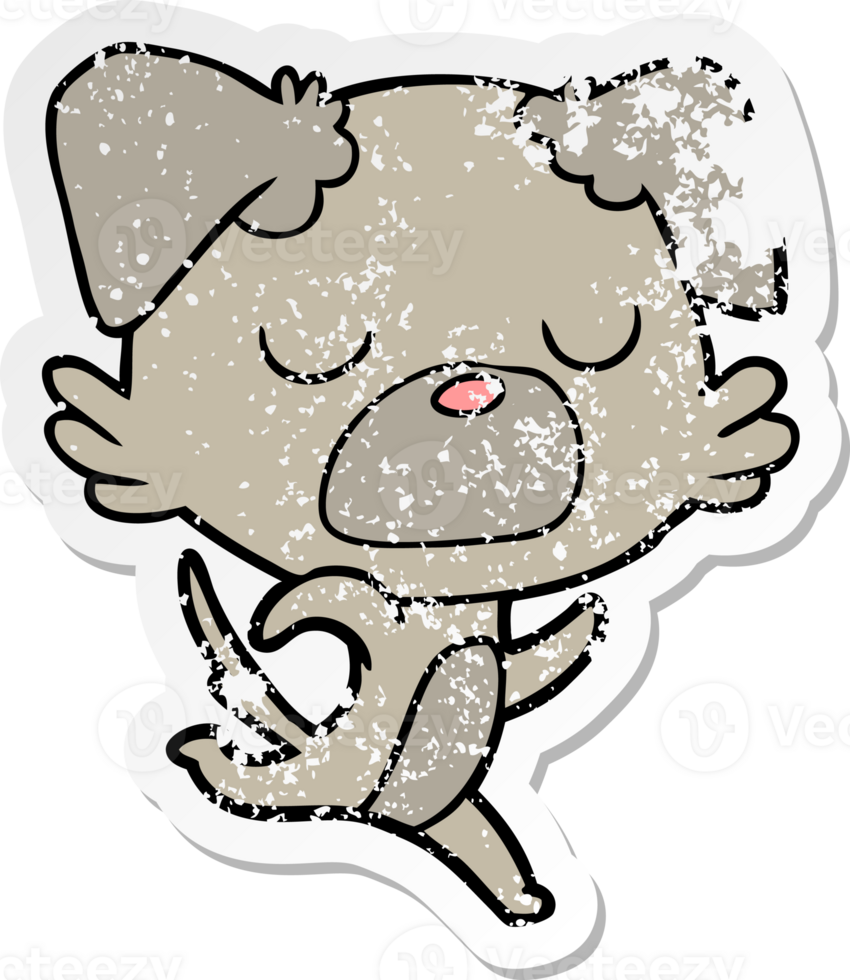 distressed sticker of a cartoon dog png