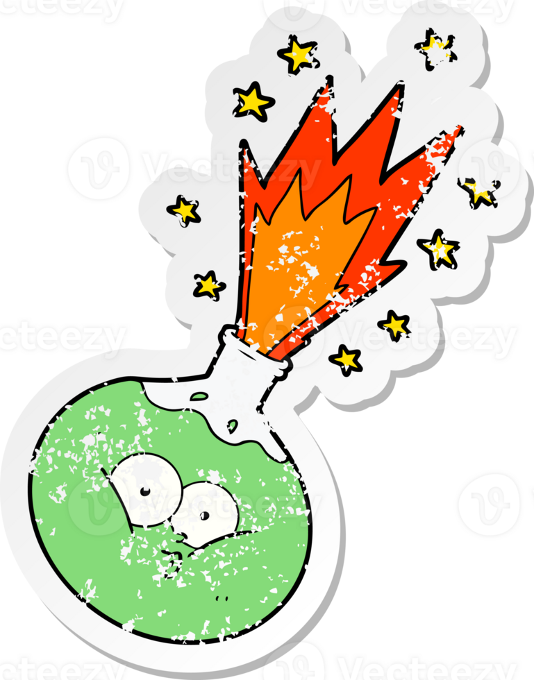 distressed sticker of a cartoon potion exploding png