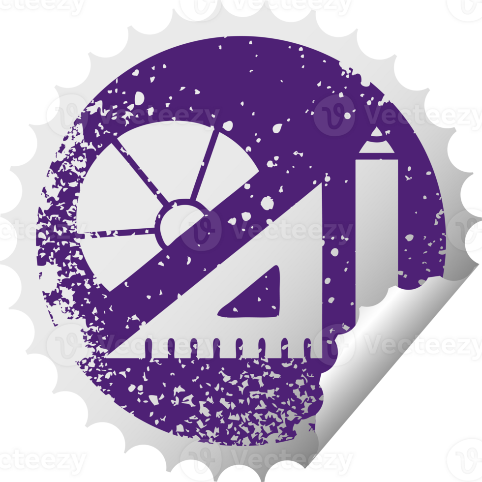 distressed circular peeling sticker symbol maths kit png