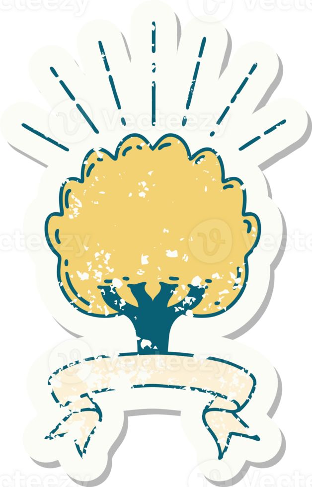grunge sticker of tattoo style tree png