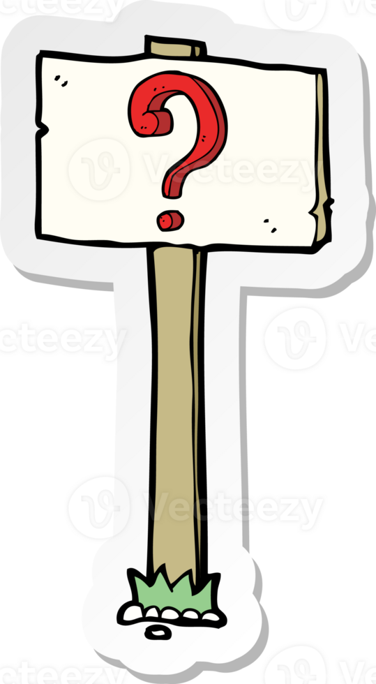sticker of a cartoon signpost with question mark png