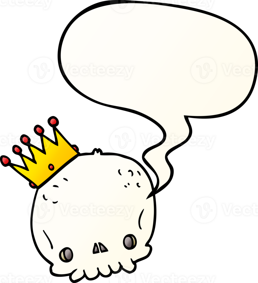 cartoon skull and crown and speech bubble in smooth gradient style png