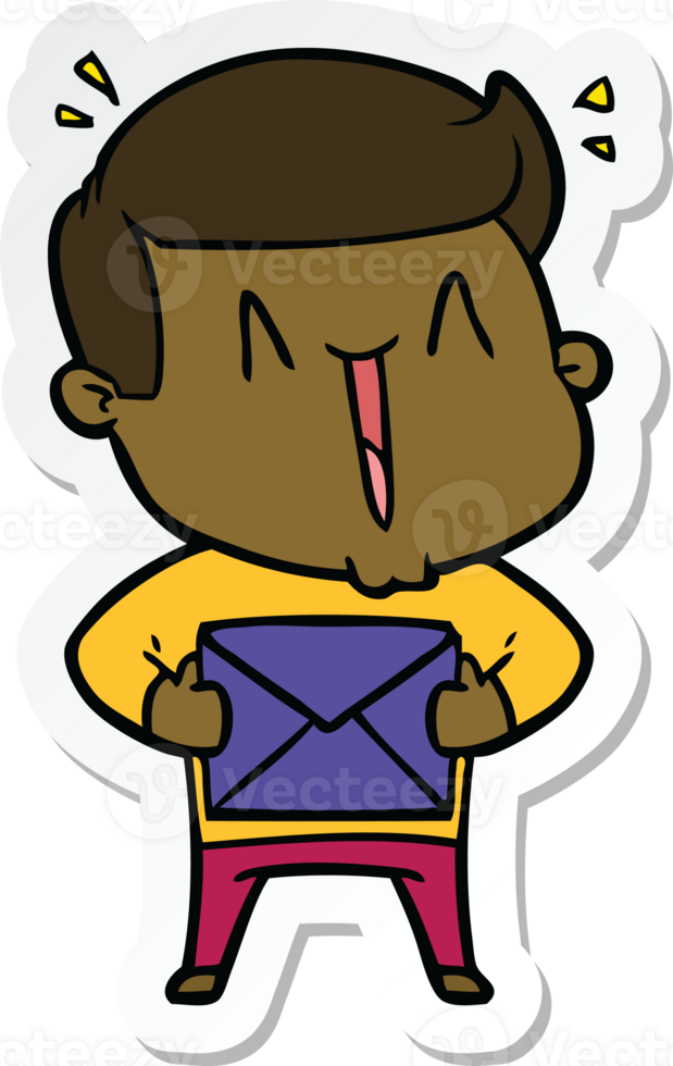 sticker of a cartoon excited man png