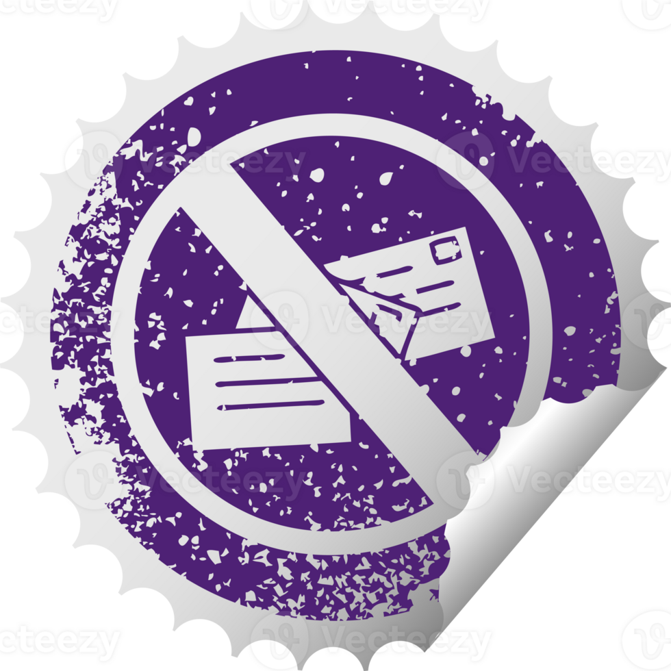 distressed circular peeling sticker symbol no post sign png