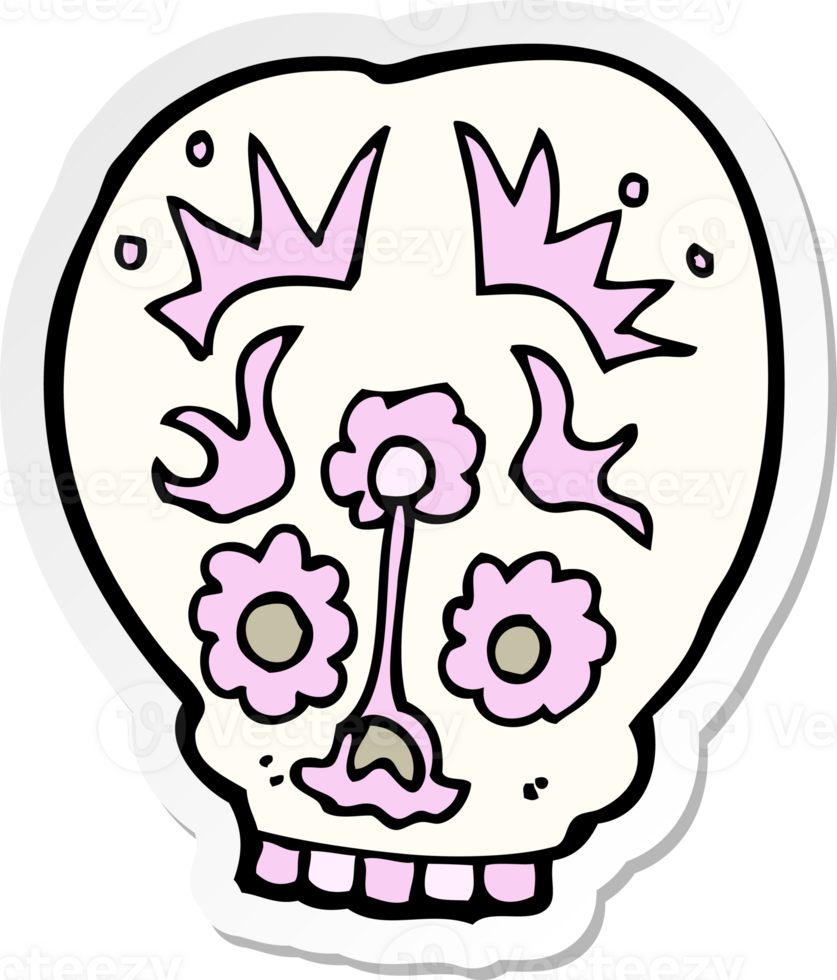sticker of a cartoon sugar skull png