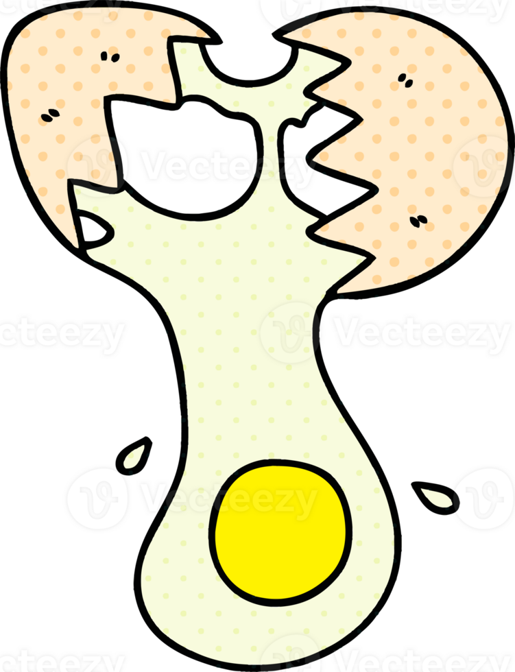 quirky comic book style cartoon cracked egg png