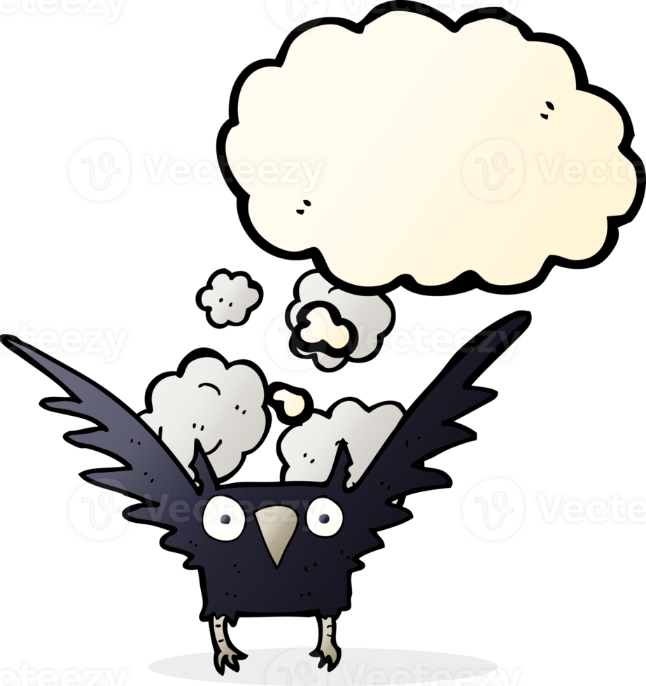 cartoon spooky bird with thought bubble png