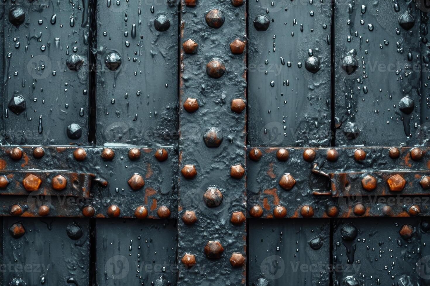 AI generated a riveted piece of old metal sheet. Metal background photo