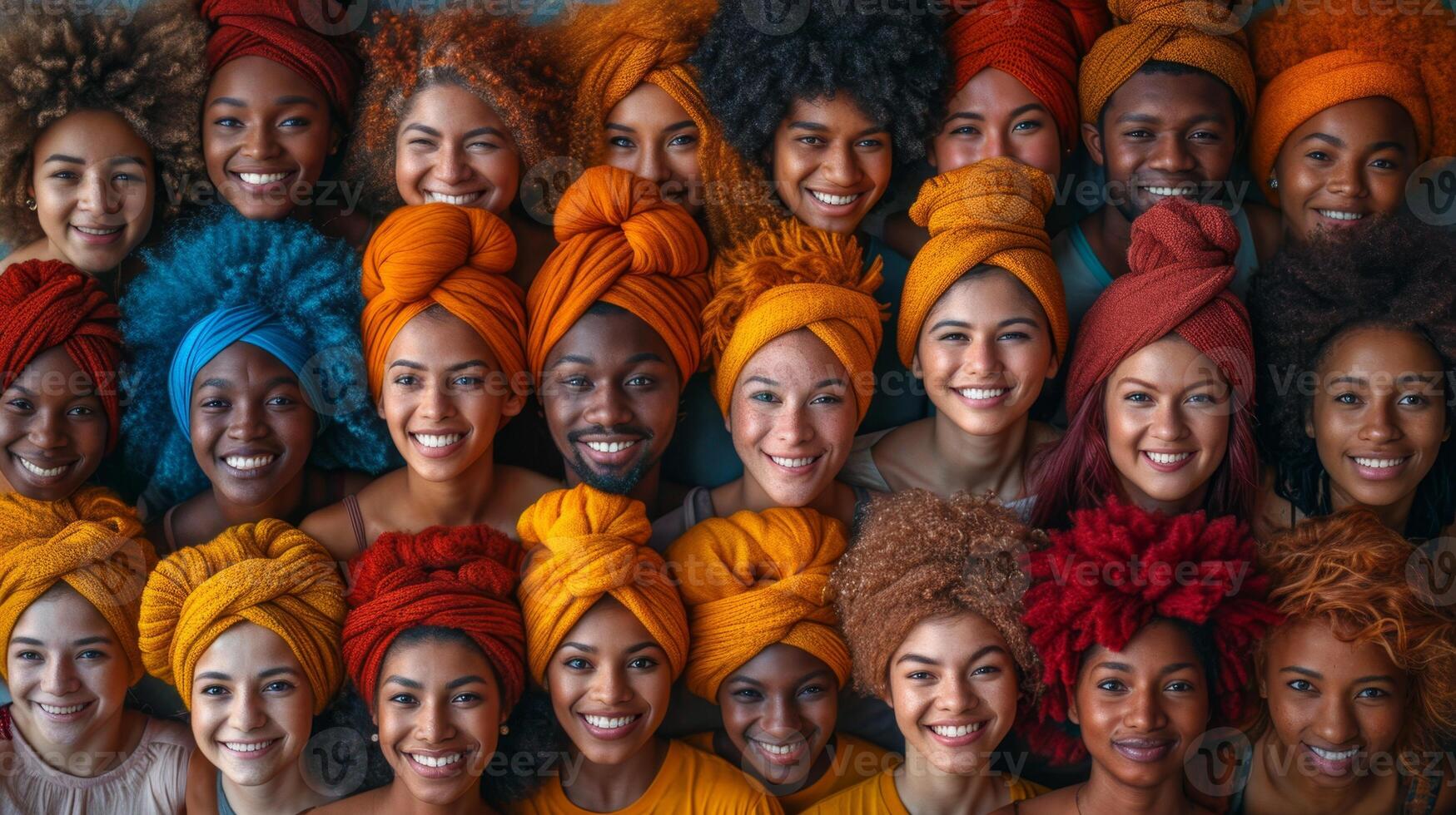 AI generated A collage of many different people. People of different nationalities and races photo