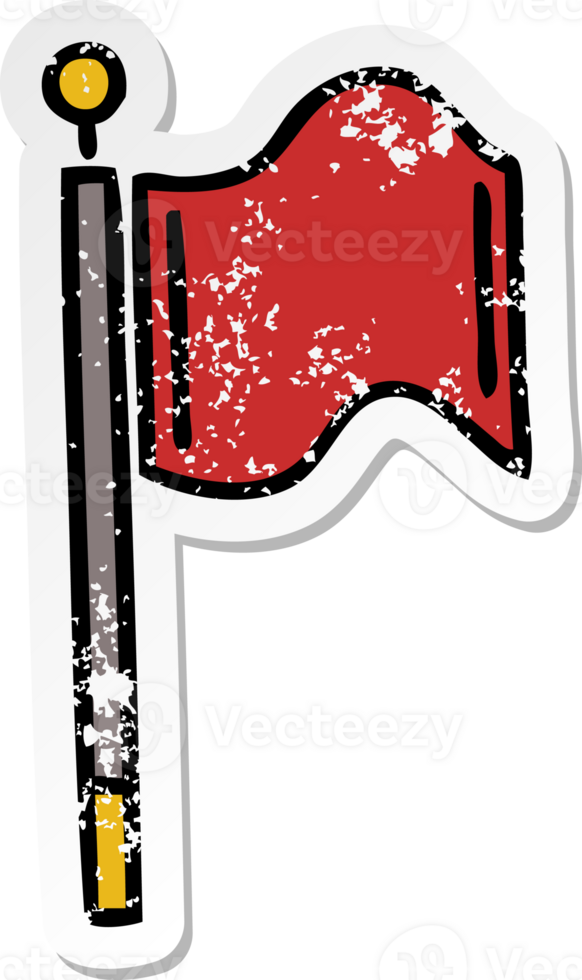 distressed sticker of a cute cartoon red flag png