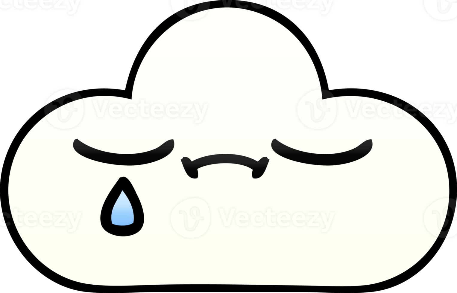 gradient shaded cartoon sad cloud png