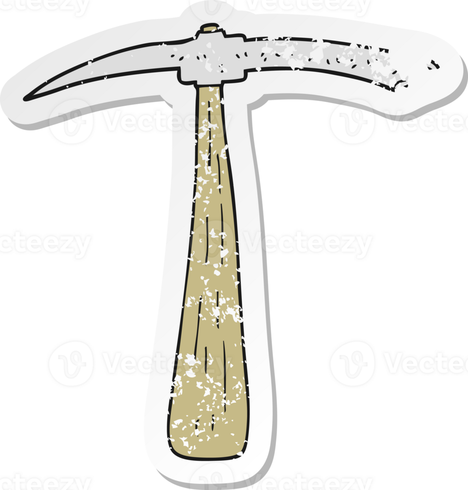 retro distressed sticker of a cartoon pick axe png
