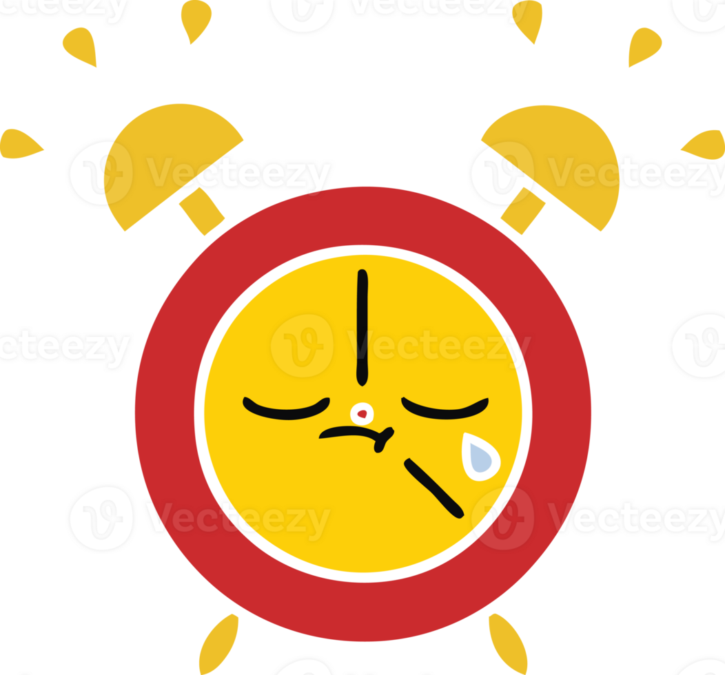 flat color retro cartoon alarm clock png