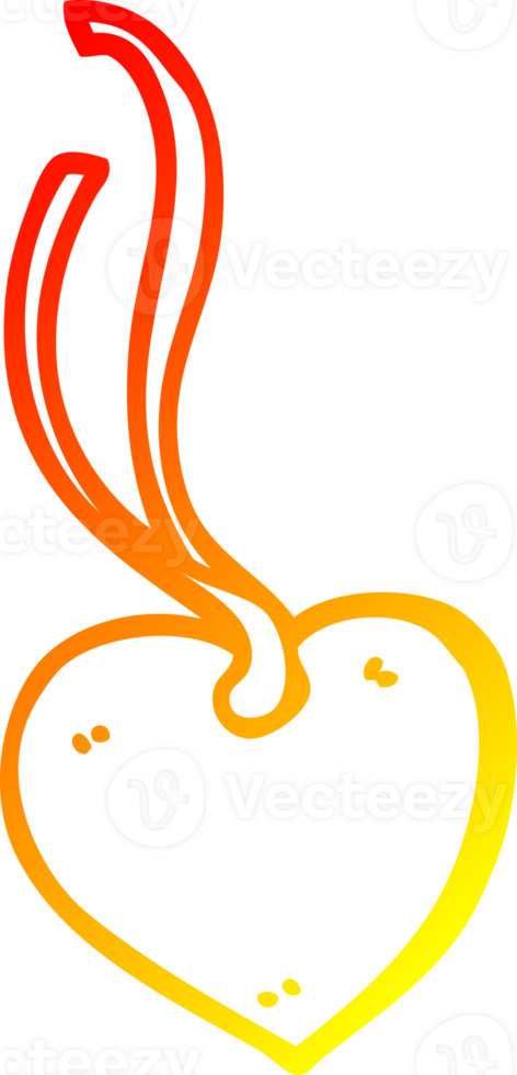 ligne de gradient chaud dessinant une étiquette cadeau en forme de coeur png