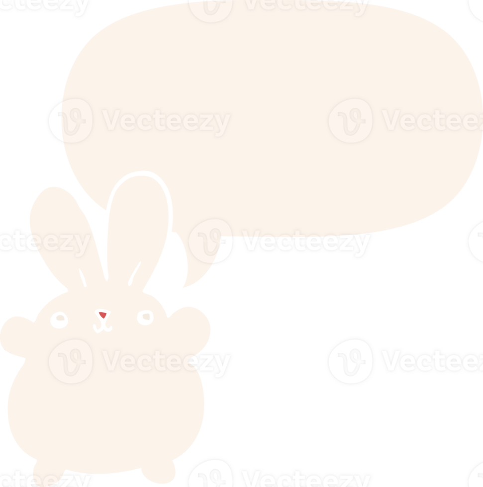 cute cartoon rabbit and speech bubble in retro style png