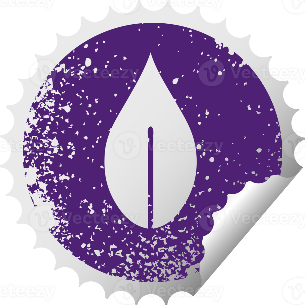 distressed circular peeling sticker symbol autumn leaf png
