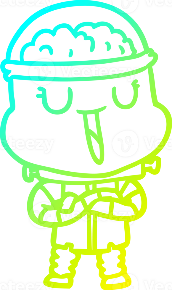 cold gradient line drawing happy cartoon robot png