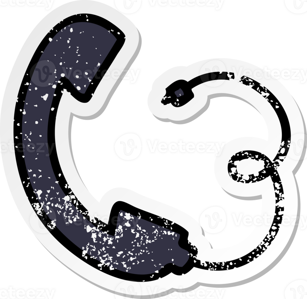 distressed sticker of a cute cartoon telephone handset png
