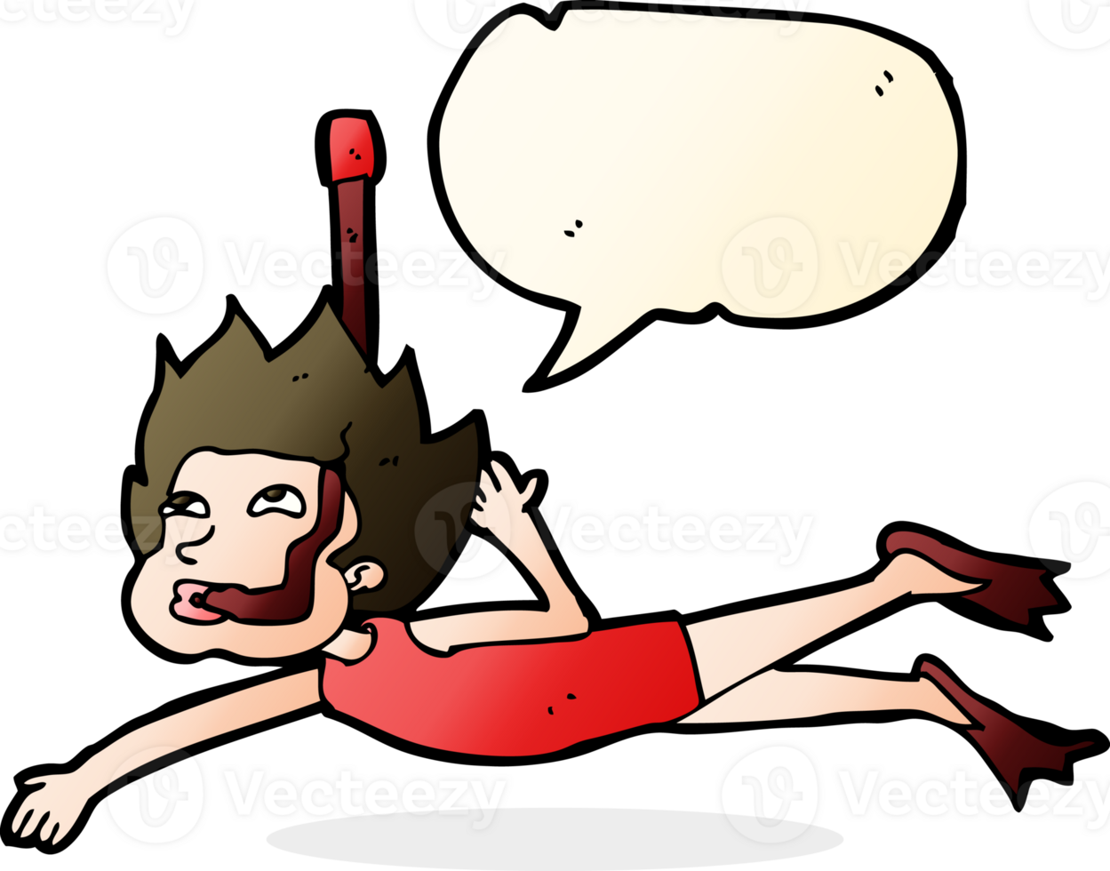 cartoon swimmer with snorkel with speech bubble png