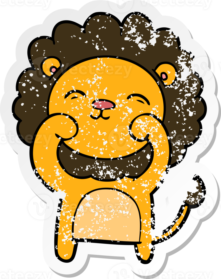 distressed sticker of a cartoon lion png