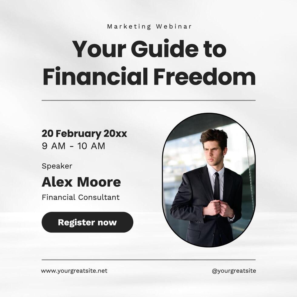 black white minimalist finance webinar linkedin post template