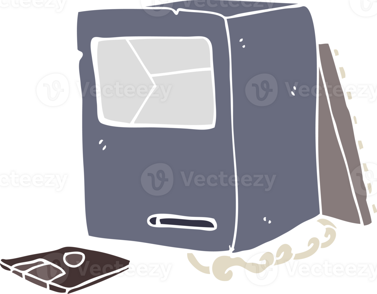 flat color style cartoon broken old computer png