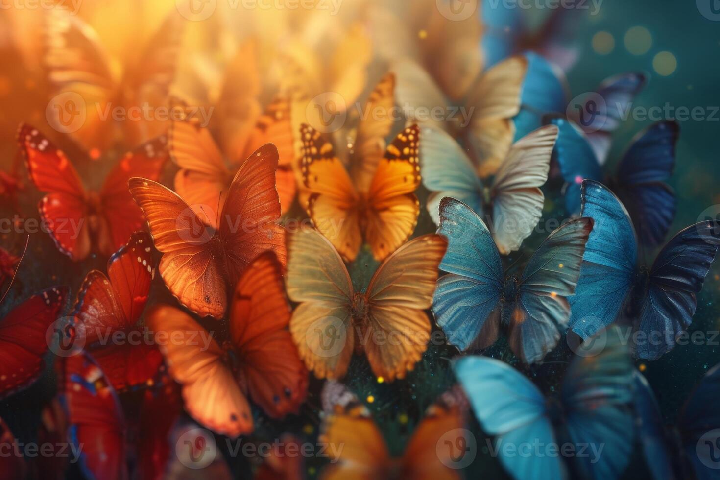 AI generated A pattern of colorful butterflies. textured background. 3d illustration photo