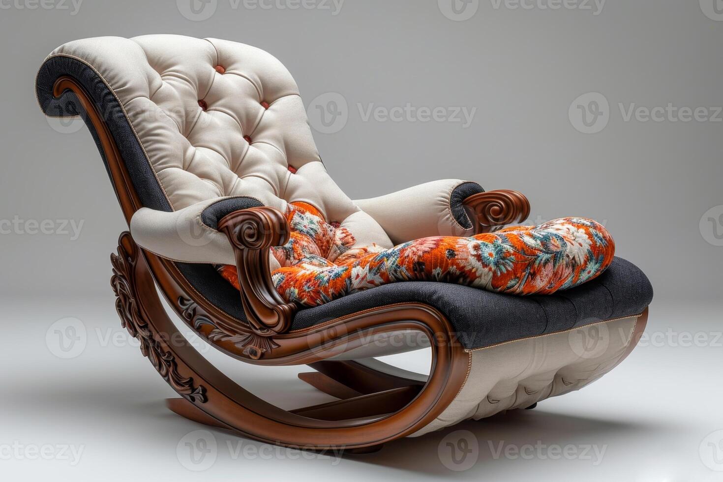 AI generated An old-fashioned designer rocking chair highlighted on a white background photo